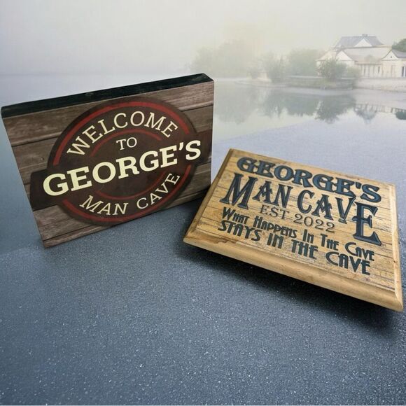 2 8x10 George's Man Cave Signs NEW - Picture 2 of 11